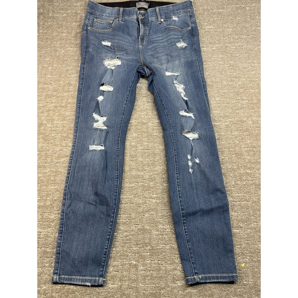 Torrid Bombshell Skinny Premium Stretch 18T Blue Denim Distressed Jeans Feel Fit